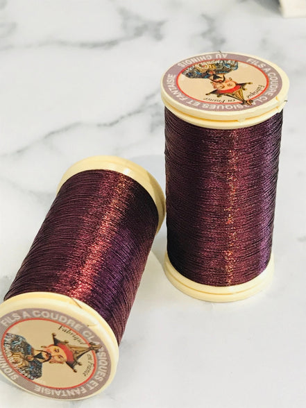 Sajou No. 255- Burgundy- Metallic Thread- Fil au Chinois- Spool (100m)