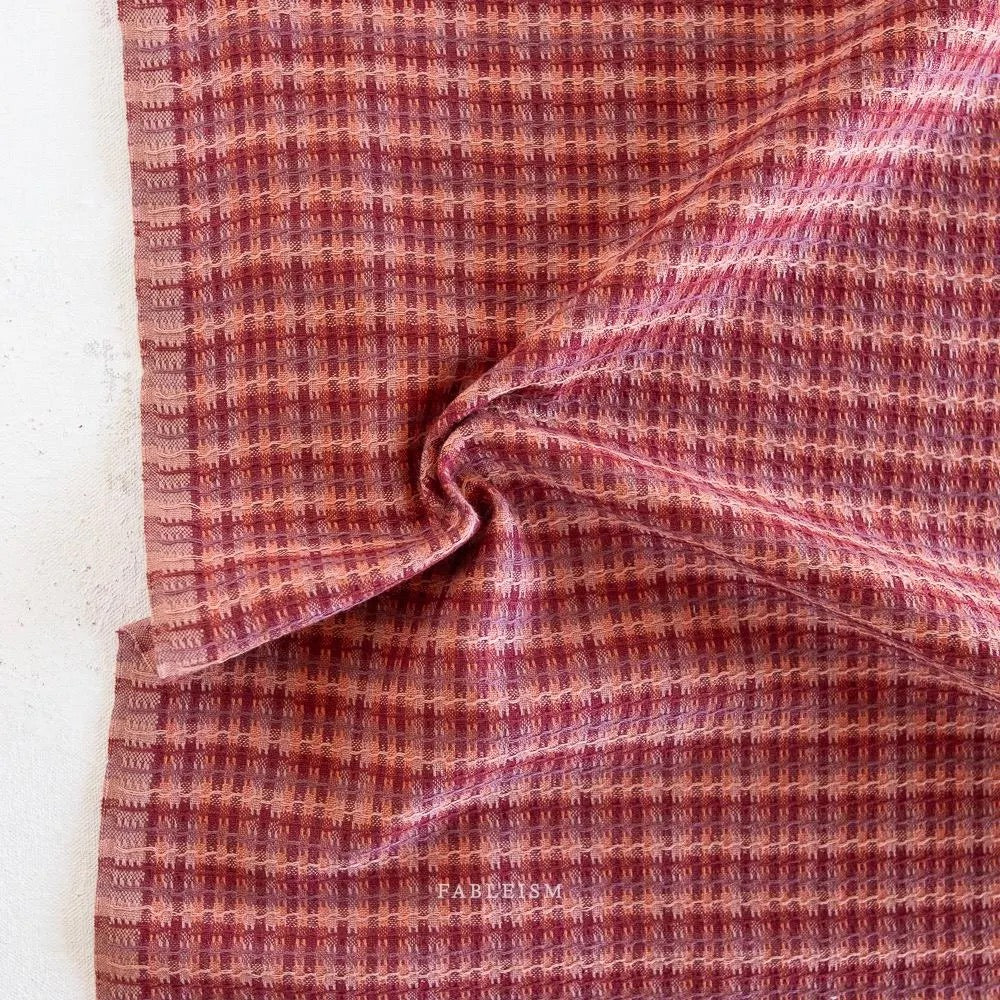 Beautiful Yarn Dyed Woven Cotton Fabric- “Tweed Weave in Rosebed