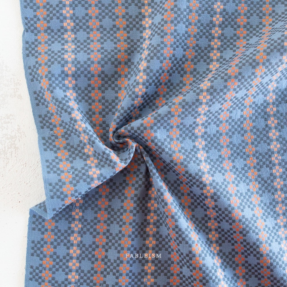 Woven Cotton Fabric- “Mosaic- Blue”- Lucky Loom- Fableism- 44” Wide