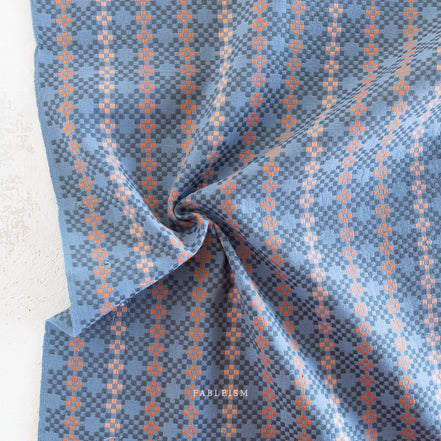 Woven Cotton Fabric- “Mosaic- Blue”- Lucky Loom- Fableism- 44” Wide