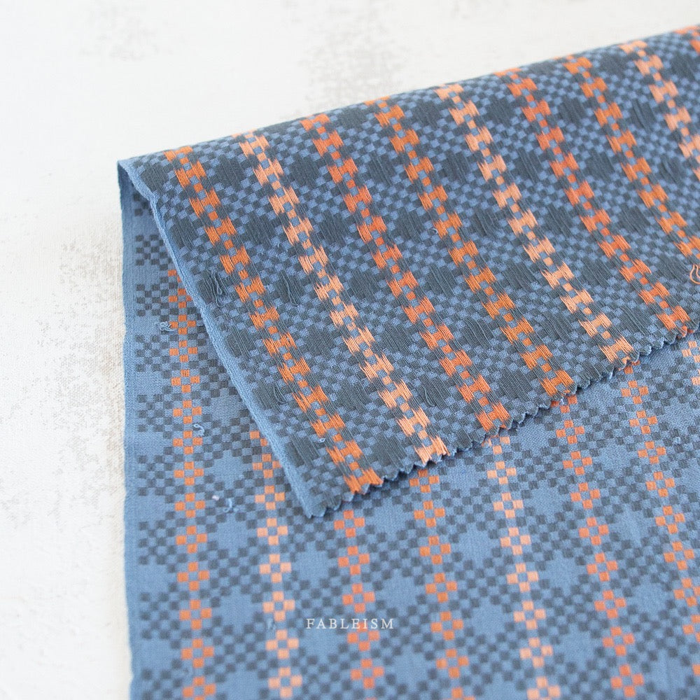 Woven Cotton Fabric- “Mosaic- Blue”- Lucky Loom- Fableism- 44” Wide