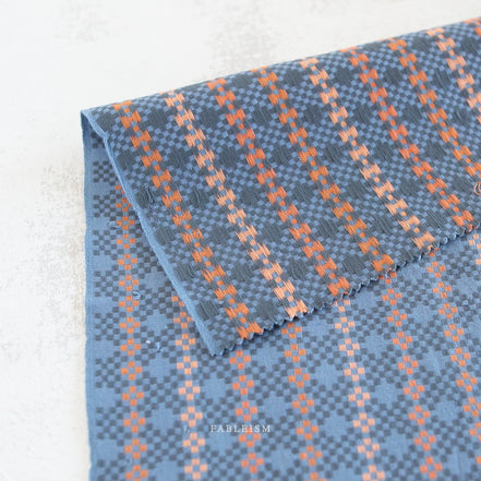Woven Cotton Fabric- “Mosaic- Blue”- Lucky Loom- Fableism- 44” Wide