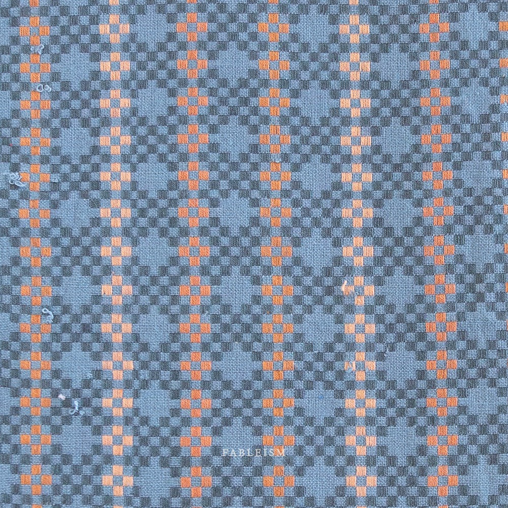 Woven Cotton Fabric- “Mosaic- Blue”- Lucky Loom- Fableism- 44” Wide