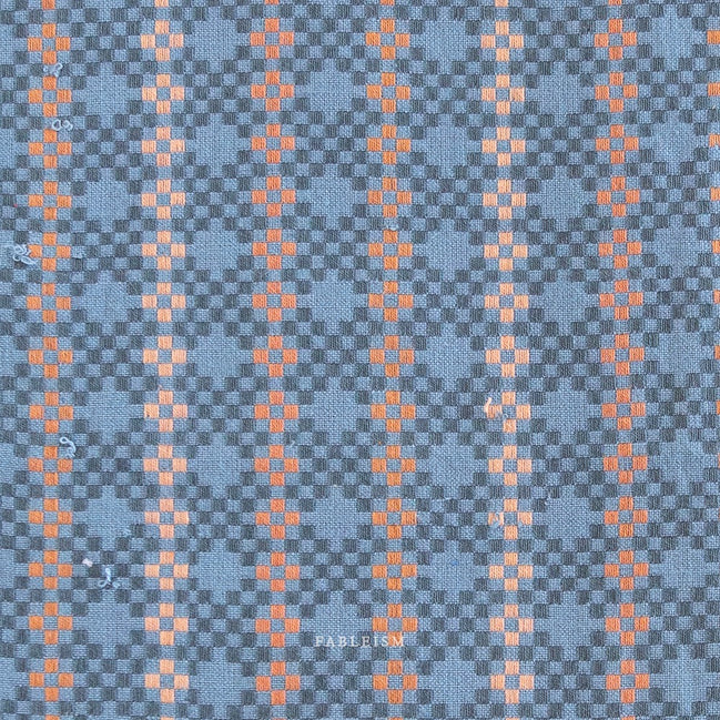 Woven Cotton Fabric- “Mosaic- Blue”- Lucky Loom- Fableism- 44” Wide