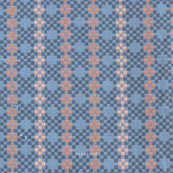 Woven Cotton Fabric- “Mosaic- Blue”- Lucky Loom- Fableism- 44” Wide