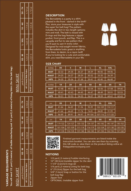 Bernadette Skirt Paper Pattern- Friday Pattern Co.
