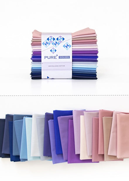Crystallizing Edition Fat Quarter Bundle- AGF Solids- 22 Colors (Purple, Mauve, Blue)