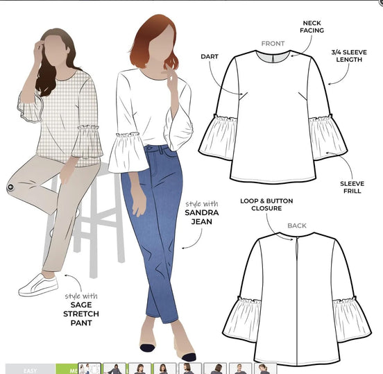 Effie Woven Top- Style Arc Paper Pattern- Sizes 4-16, 10-22, 18-30, 28-36
