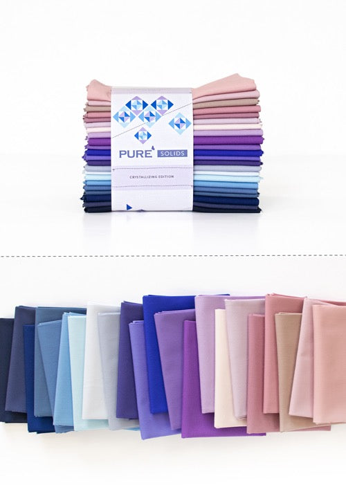 Crystallizing Edition Fat Quarter Bundle- AGF Solids- 22 Colors (Purple, Mauve, Blue)