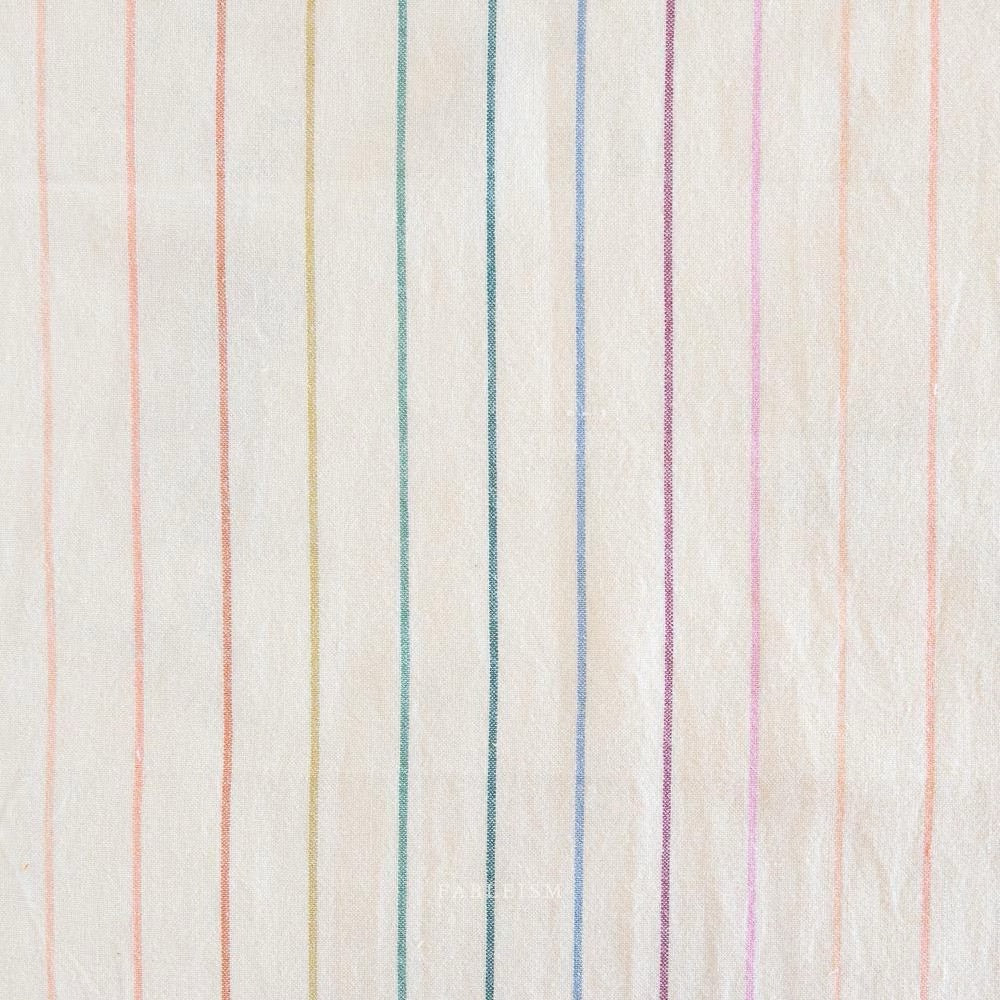 Skinny Stripe in Rainbow- Cream Color- Lucky Loom- Fableism- Woven Cotton- 44” Wide