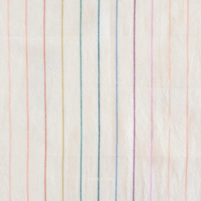 Skinny Stripe in Rainbow- Cream Color- Lucky Loom- Fableism- Woven Cotton- 44” Wide