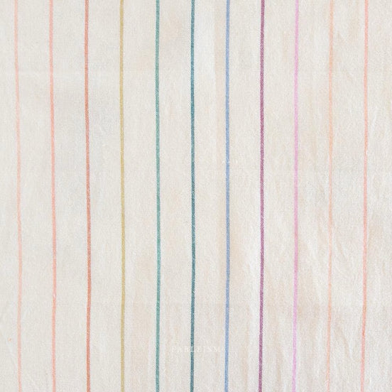 Skinny Stripe in Rainbow- Cream Color- Lucky Loom- Fableism- Woven Cotton- 44” Wide
