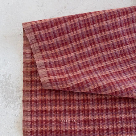 Beautiful Yarn Dyed Woven Cotton Fabric- “Tweed Weave in Rosebed"- Golden Hour- Fableism