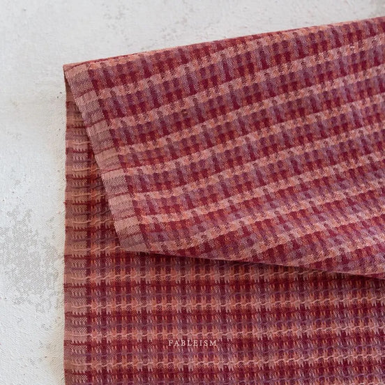Beautiful Yarn Dyed Woven Cotton Fabric- “Tweed Weave in Rosebed"- Golden Hour- Fableism