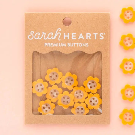 Yellow Daisy Small 5/8" Buttons- Sarah Hearts