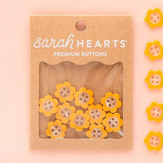 Yellow Daisy Small 5/8" Buttons- Sarah Hearts