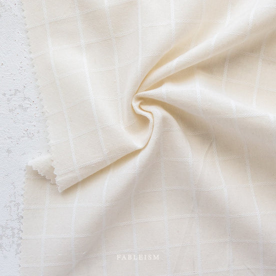 Grid Squares Cotton Fabric- "Trellis Woven in Sugar Cube"- Fableism- 44” Wide
