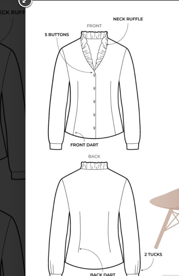 Francesca Woven Shirt- Style Arc Paper Pattern- Sizes 4-16
