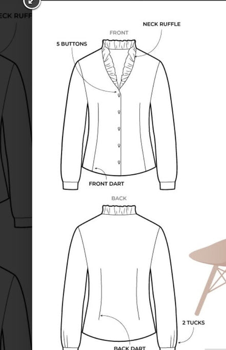 Francesca Woven Shirt- Style Arc Paper Pattern- Sizes 4-16