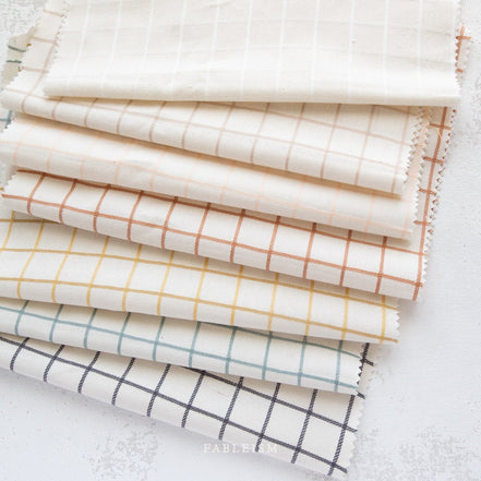 Grid Squares Cotton Fabric- "Trellis Woven in Sugar Cube"- Fableism- 44” Wide