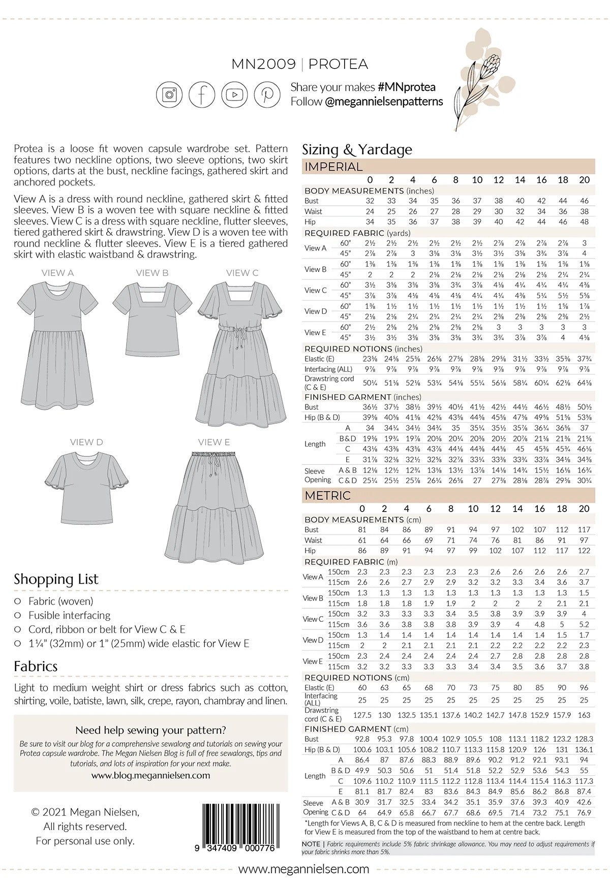 Protea Capsule Wardrobe- Megan Nielsen Paper Pattern