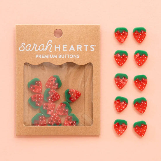 Strawberry Small 5/8" Buttons- Sarah Hearts