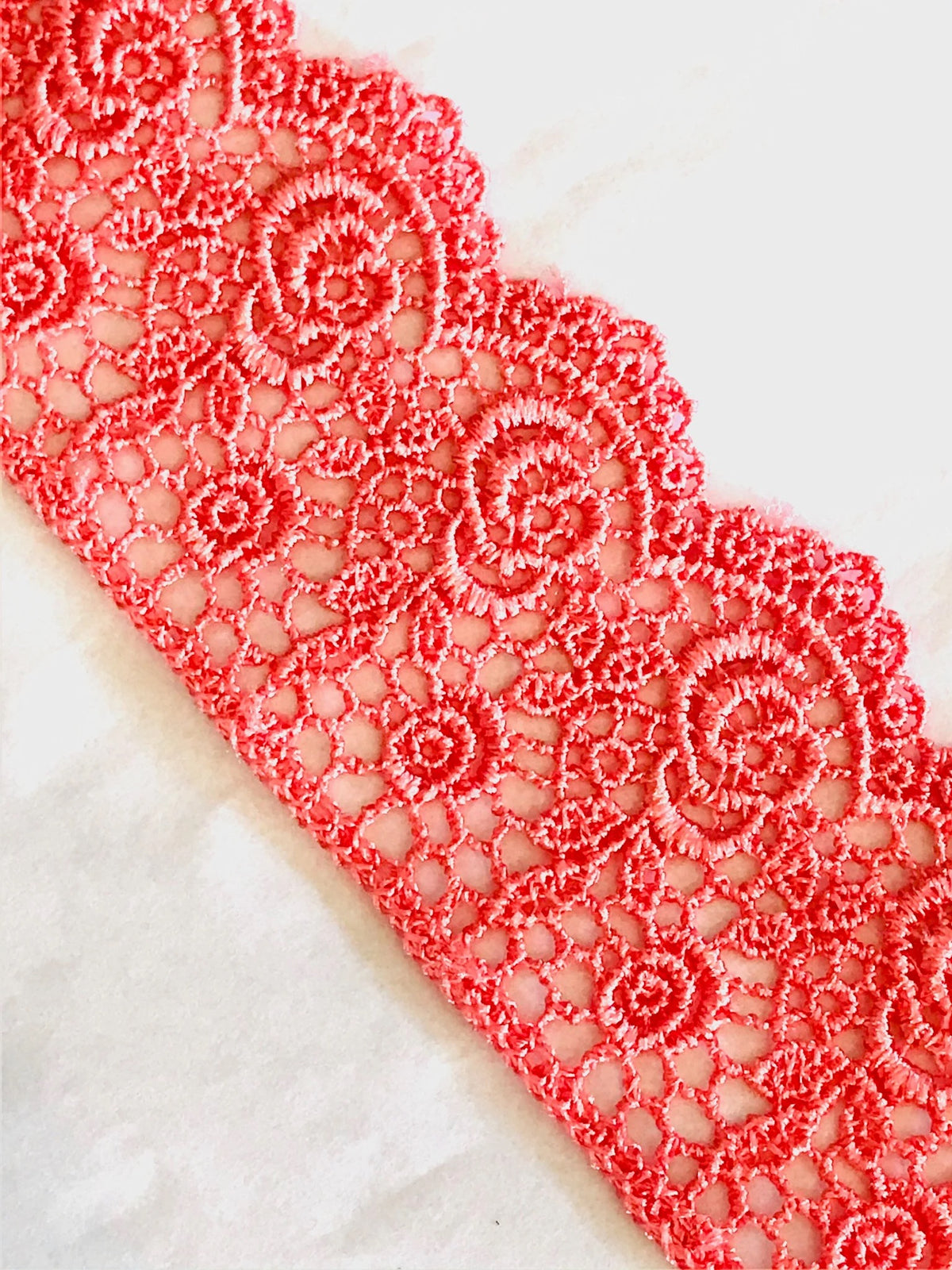 Roses Guipure Scalloped Trim- Coral- 2