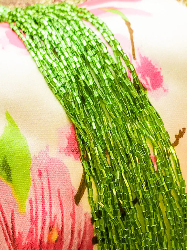 Chartreuse Green 1" FACETTED Bugle Beads (2111)