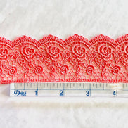 Roses Guipure Scalloped Trim- Coral- 2