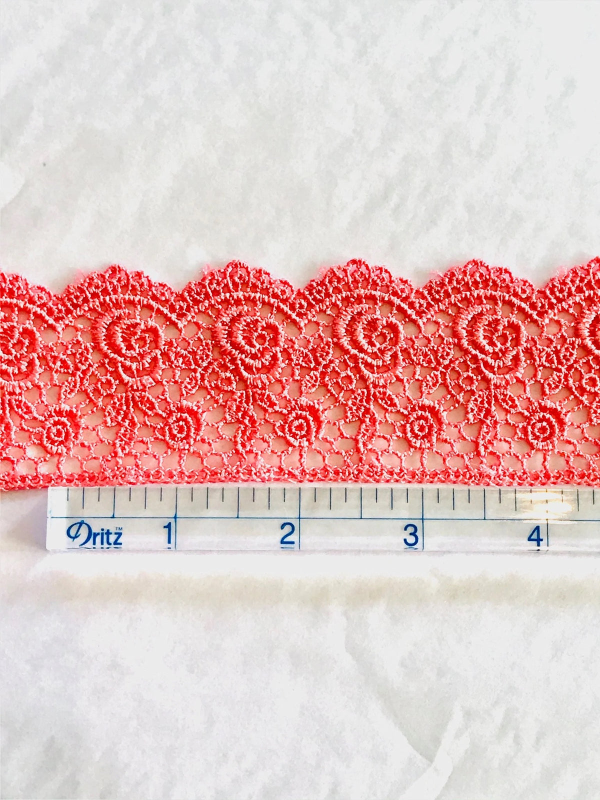 Roses Guipure Scalloped Trim- Coral- 2