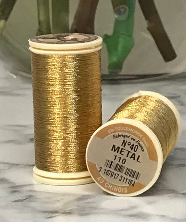 Sajou No. 110- OLD GOLD Metallic Thread- - Fil au Chinois- Spool (100m) or Cone (1000m)