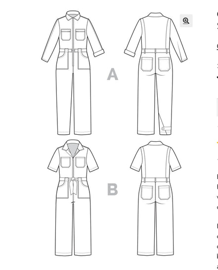 Blanca Flight Suit- Closet Core Paper Pattern- Size 0 - 20