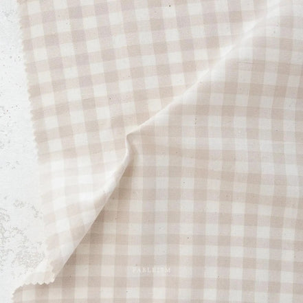 Camp Gingham- “Moon Garden” Light Beige- Fableism- 44” Wide- Cotton Woven- 3/8” Squares