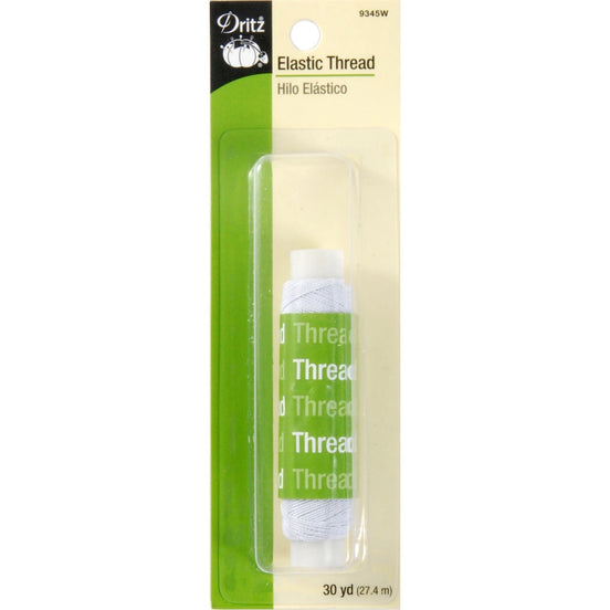 Dritz Elastic Thread 30 yards- Black or White (#9345)