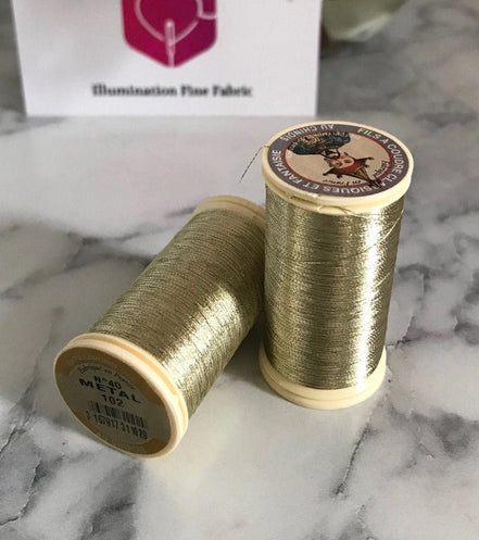 Sajou No. 102- GOLD Metallic Thread- - Fil au Chinois- Spool (100m) or Cone (1000m)