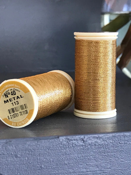 Sajou No. 113- BRASS Metallic Thread- - Fil au Chinois- Spool (100m) or Cone (1000m)