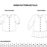 Wren Blouse and Dress Paper Pattern- Chalk + Notch