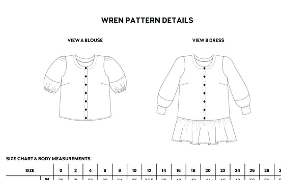 Wren Blouse and Dress Paper Pattern- Chalk + Notch