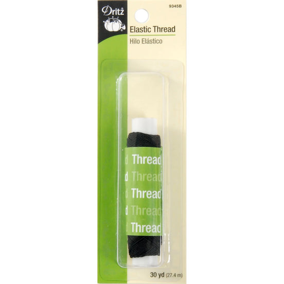 Dritz Elastic Thread 30 yards- Black or White (#9345)