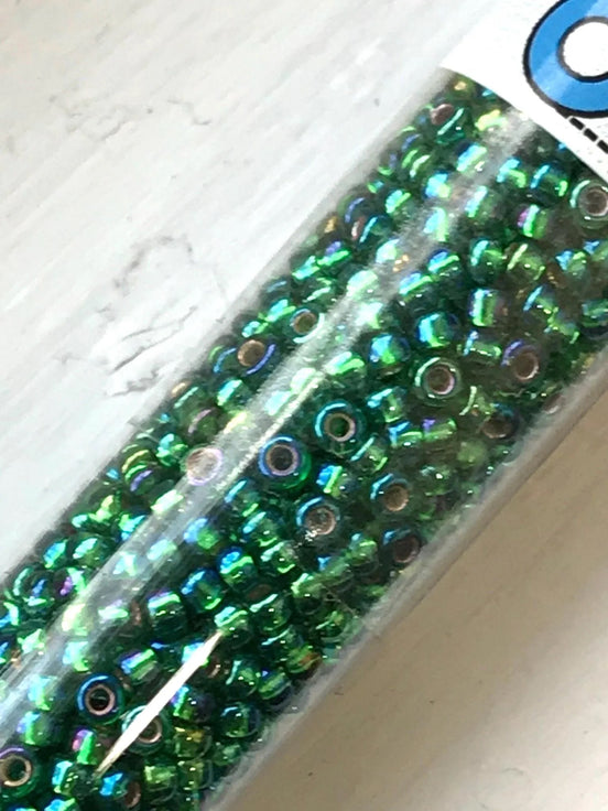 Miyuki 11/0 Round Glass Seed Beads- S/L Green AB (2017)