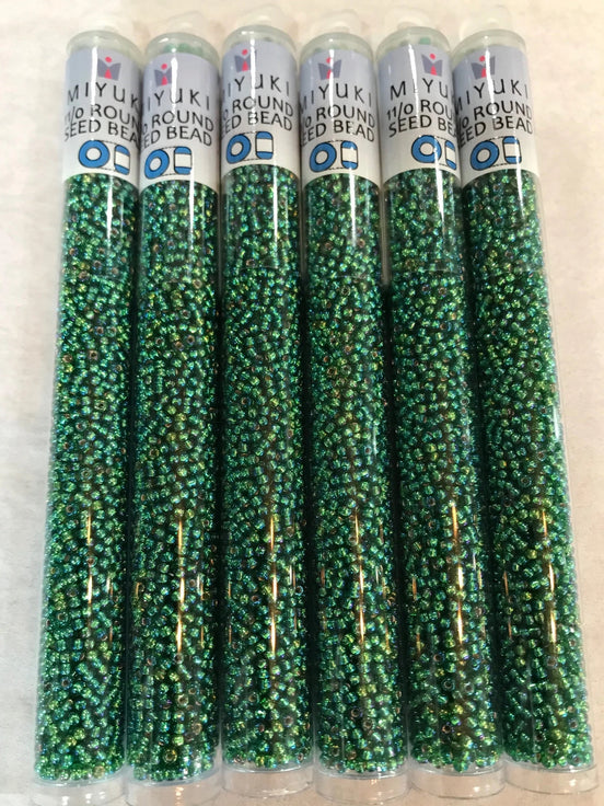 Miyuki 11/0 Round Glass Seed Beads- S/L Green AB (2017)