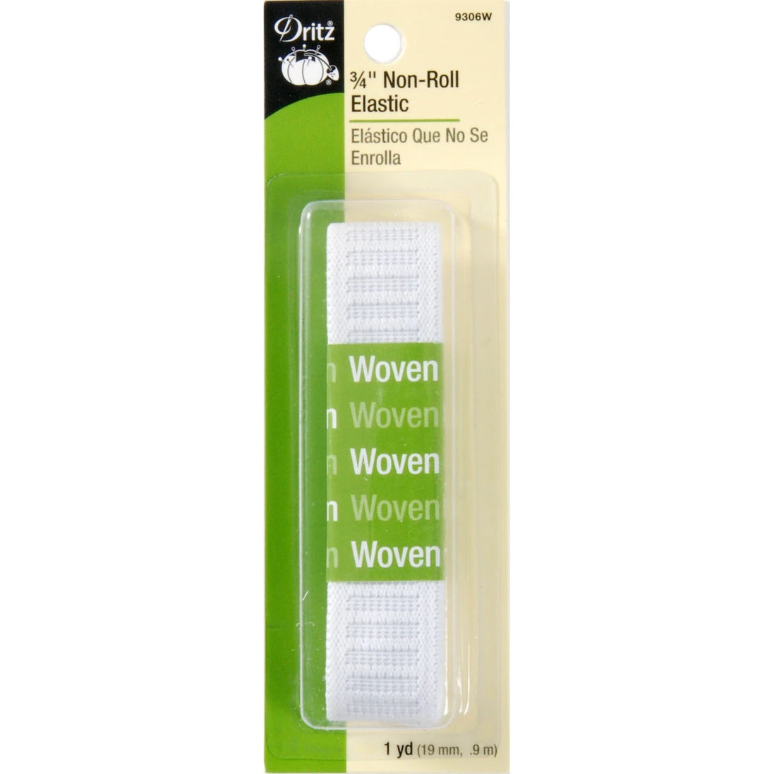 9306 Non-Roll Elastic .75" x 1 yd, White
