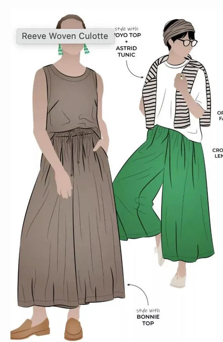 Reeve Woven Culotte- Style Arc Paper Pattern- Sizes 4-16, 10-22, 18-30