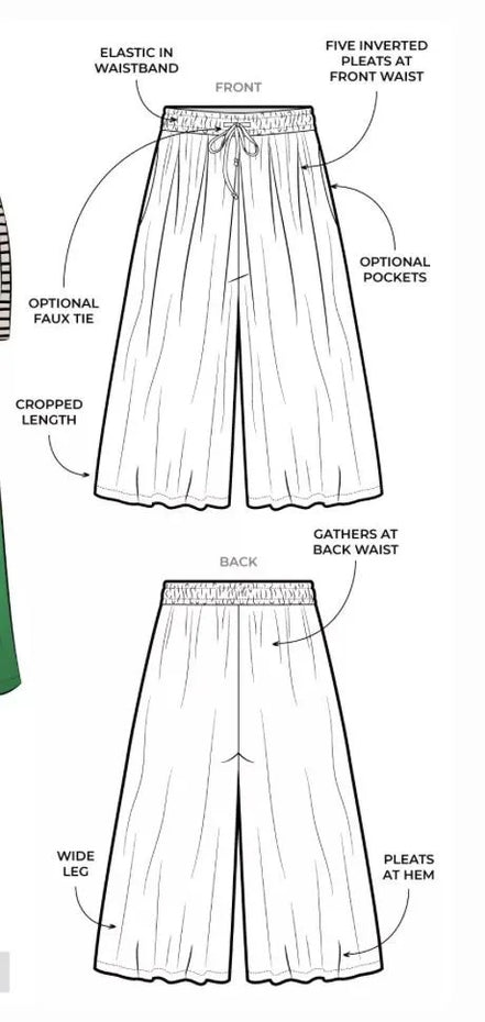 Reeve Woven Culotte- Style Arc Paper Pattern- Sizes 4-16, 10-22, 18-30