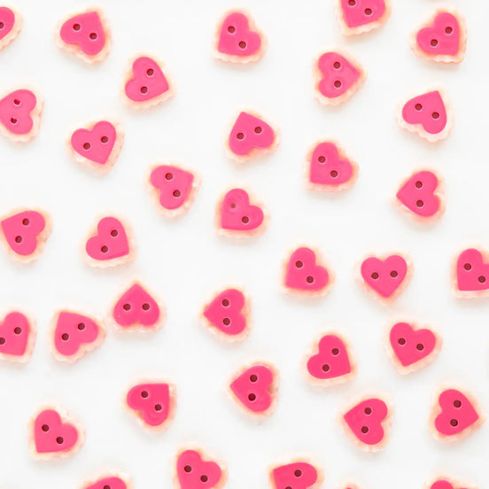 Pink Sweet Heart Small 5/8" Buttons- Sarah Hearts