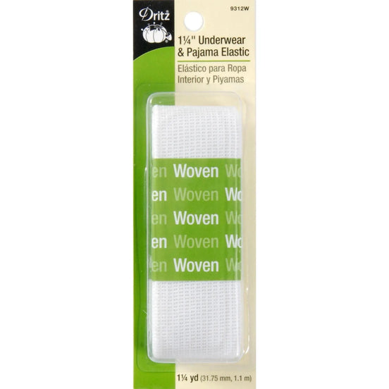 Underwear & Pajama Elastic- 1-1/4” Wide, White- 1-1/4 Yd- 9312W
