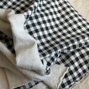 Large Loop American Milled Organic Cotton French Terry- Black Gingham on Cream- 56” Wide