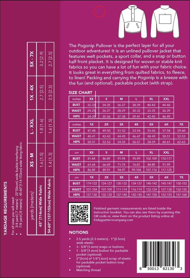 Pogonip Pullover Paper Pattern- Friday Pattern Co.