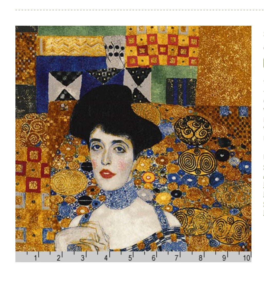 Gustav Klimt “The Lady In Gold” One PANEL- Print on Cotton Fabric (SRKM-17179-133)