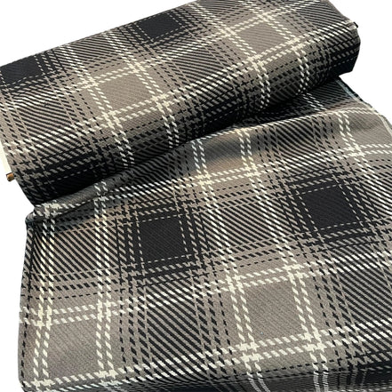 Black, White, Gray Cotton Woven Plaid- 44” Wide- Heavy for Blankets, Pillows, Wraps- “Pepper"